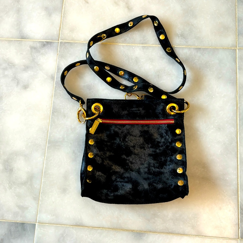 Hammitt Tony Med- black suede/gold